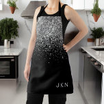 Black Silver Glitter Girly Monogram Name Apron<br><div class="desc">Black and Silver Sparkle Glitter Monogram Name Apron. This makes the perfect sweet 16 birthday,  wedding,  bridal shower,  anniversary,  baby shower or bachelorette party gift for someone that loves glam luxury and chic styles.</div>