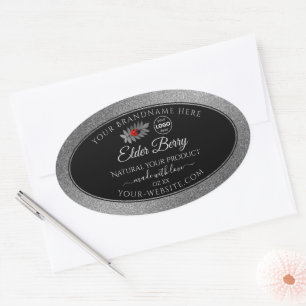 Black Silver Glitter Product Labels Ladybug Logo