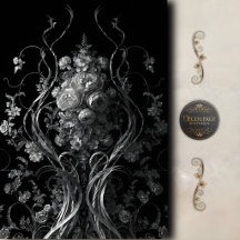 Black Silver Gothic Floral Decoupage