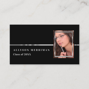 Black Silver Graduation Photo Insert Name Cards