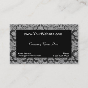 Black Silver Grey Gradient Damask Profile Card