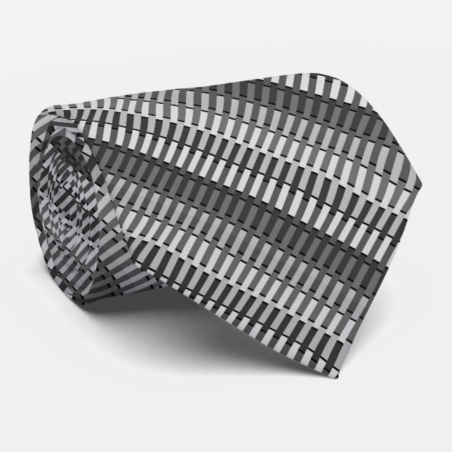 Black Silver Grey Grey Unique Pattern Tie (Rolled)