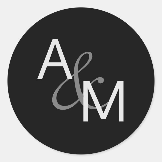 Black Silver Grey Monogram Envelope Seals (Front)