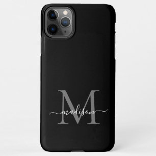 Black Silver Grey Monogram Feminine Script Name iPhone 11Pro Max Case