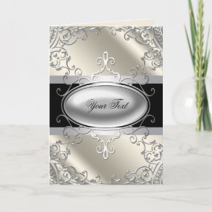 Black Silver Ivory Greeting Card