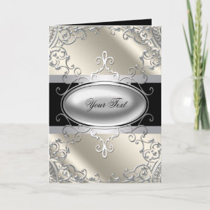 Black Silver Ivory Greeting Card