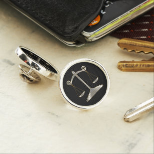 Black & Silver   Lawyer - Scales of Justice Silver Lapel Pin