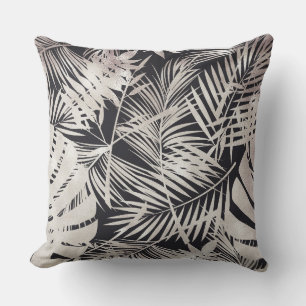 Black Silver Leaf/ Black Design Reversible Pillow