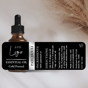 Black Silver Logo Essential Oil Bottle Waterproof