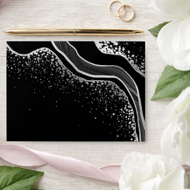 black & silver marble wedding envelope (Wedding)