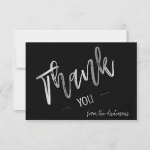 Black Silver Modern Minimal Wedding Thank You