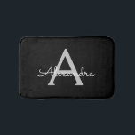 Black Silver Modern Script Girly Monogram Name Bath Mat<br><div class="desc">Black and Silver Simple Script Monogram Name Bath Mats. This makes the perfect graduation,  birthday,  wedding,  bridal shower,  anniversary,  baby shower or bachelorette party gift for someone that loves glam luxury and chic styles.</div>