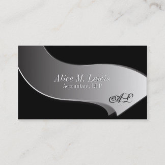 Black Silver Monogram Accountant Business Card