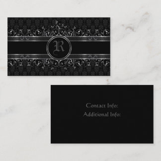 Black & Silver Ornate Gothic Monogrammed   Business Card