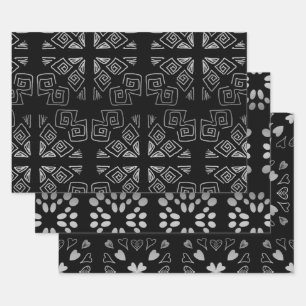 Black Silver Pattern Wrapping Paper Sheet