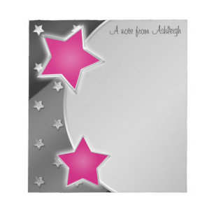 Black Silver Pink Stars Notepad