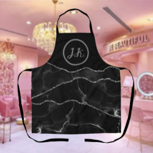 Black Silver Professional Marble Agate Glam Apron