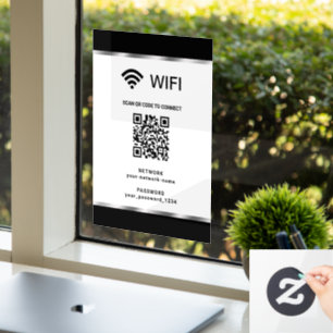 Black Silver QR Code Wifi Network and Password