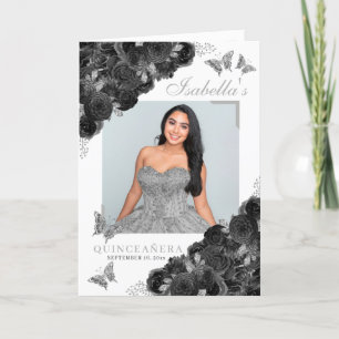 Black & Silver Quinceanera Butterflies Program Programme