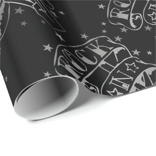 Black & Silver Rock & Roll Logo Wrapping Paper (Roll Corner)