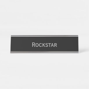 Black Silver 'Rockstar' Funny Pun Desk Name Plate