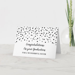 Black Silver Sister Congratulations Graduation Card