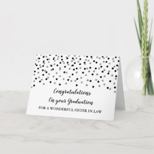 Black Silver Sister in Law Graduation Card