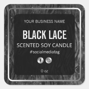 Black Silver Sparkle Zebra Print Product Labels