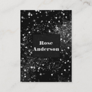 Black Silver Sparkling Lights Glam Sparkle Glitter Business Card