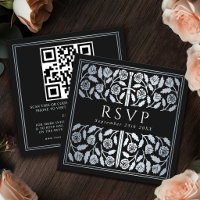 Black Silver Sword Royal Wedding RSVP QR Code