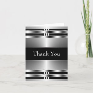 Black Silver Thank You Cards