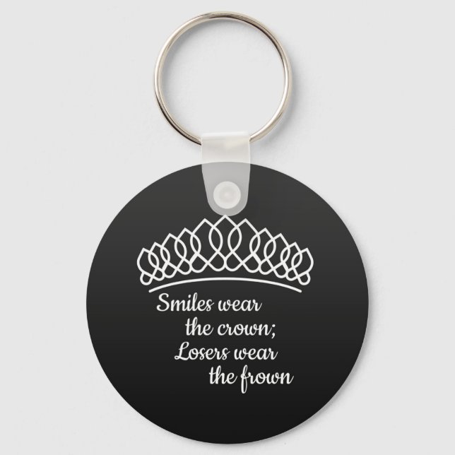 Black Silver Tiara Pageant Smiles Wear Crown Key Ring (Front)