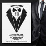 Black Silver Tuxedo 18th Birthday Party Invitation<br><div class="desc">Celebrate your 18th birthday in style and invite your friends and loved ones to your birthday celebration with this black and silver tuxedo invitation.</div>
