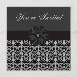 Black & Silver Vintage Elegance Birthday Party Invitation