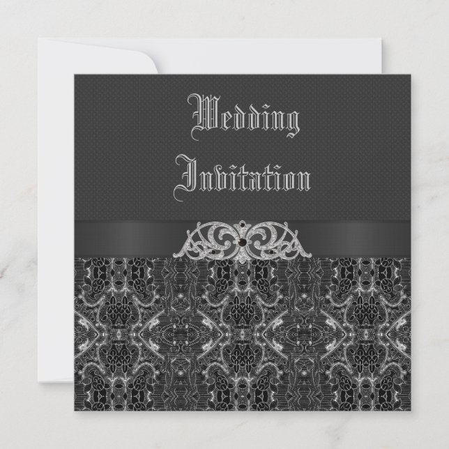 Black & Silver Vintage Elegance Wedding Invitation (Front)