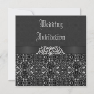 Black & Silver Vintage Elegance Wedding Invitation