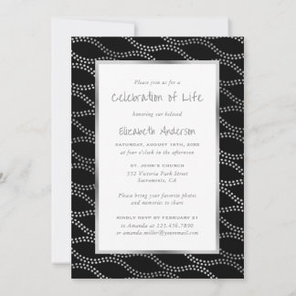 Black Silver Waves Photo Celebration of Life Invitation