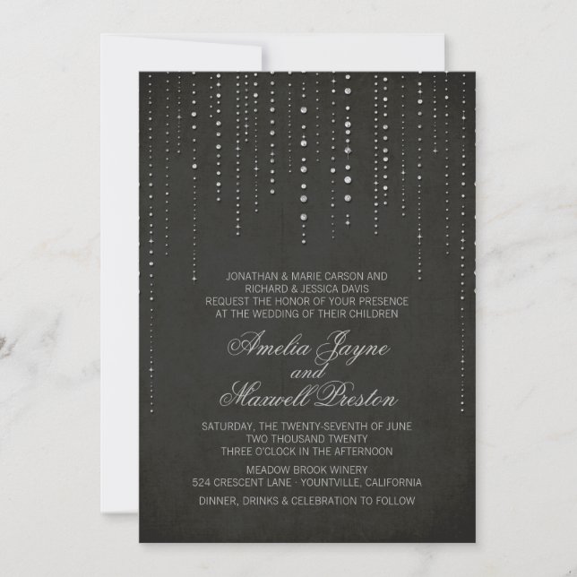 Black & Silver Wedding Invitation (Front)