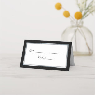 Black Silver White Simple Elegant Place Cards