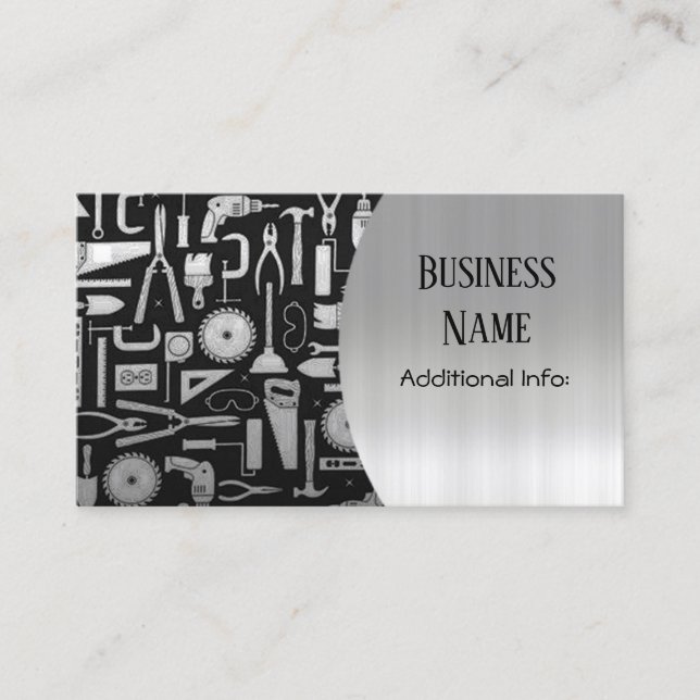 Black & Silver Workshop Tools Business Card (Front)