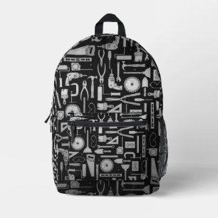 Black & Silver Workshop Tools Printed Backpack