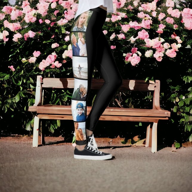 black simple 12 photo collage custom leggings (Creator Uploaded)