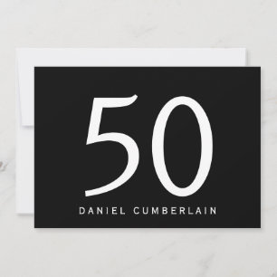 Black Simple 50th Birthday Party Invitation