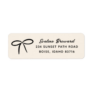 Black Simple Bow Return Address Label