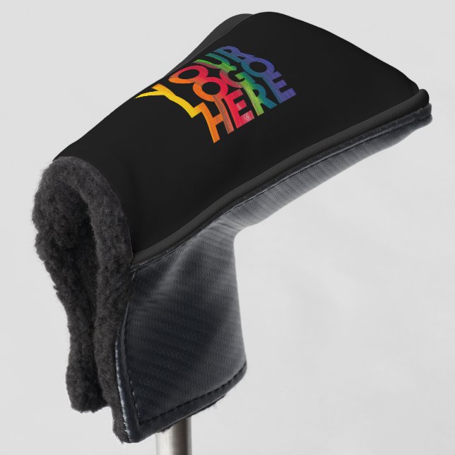 Black Simple Business Logo Golf Head Cover (3/4 Front)
