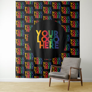 Black Simple Business Logo Tapestry