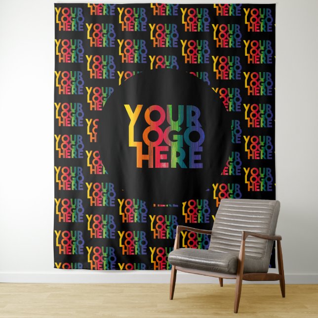 Black Simple Business Logo Tapestry (In Situ)