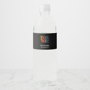 Black Simple Business Logo Water Bottle Label