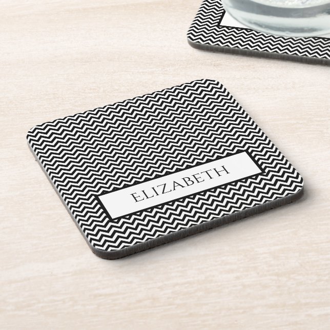 Black Simple Chevron Coaster (Left Side)