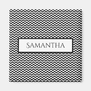 Black Simple Chevron Personalised Magnet